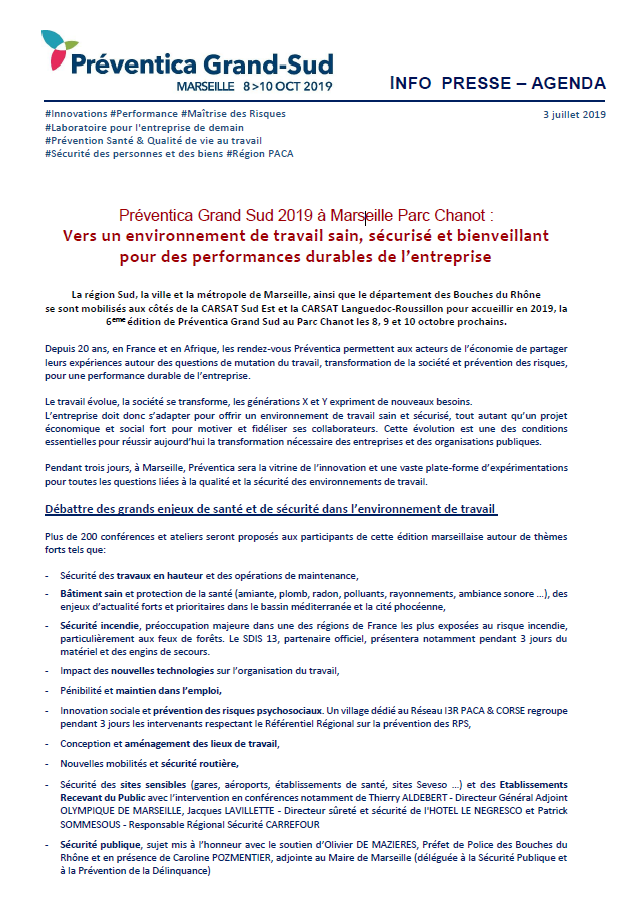 France Filets Communiqué de presse Salon Préventica Marseille 1