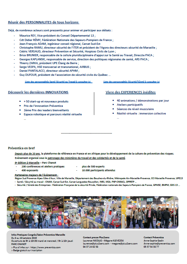 France Filets Communiqué de presse Salon Préventica Marseille 2